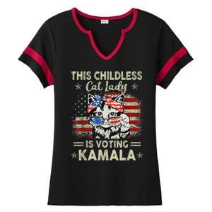 This Childless Cat Lady Is Voting Kamala Harris 2024 Ladies Halftime Notch Neck Tee