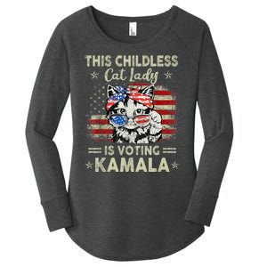 This Childless Cat Lady Is Voting Kamala Harris 2024 Women's Perfect Tri Tunic Long Sleeve Shirt