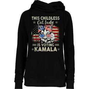 This Childless Cat Lady Is Voting Kamala Harris 2024 Womens Funnel Neck Pullover Hood