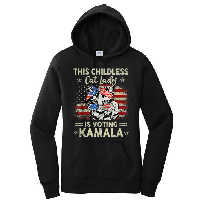 This Childless Cat Lady Is Voting Kamala Harris 2024 Women's Pullover Hoodie