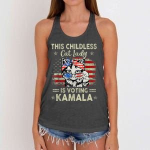 This Childless Cat Lady Is Voting Kamala Harris 2024 Women's Knotted Racerback Tank