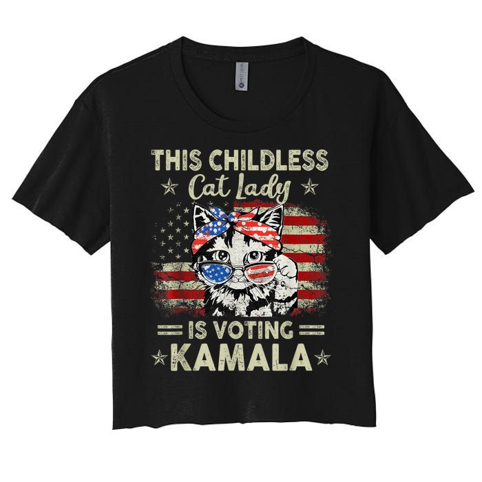 This Childless Cat Lady Is Voting Kamala Harris 2024 Women's Crop Top Tee