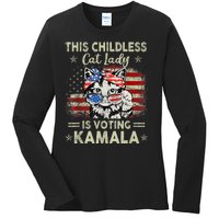 This Childless Cat Lady Is Voting Kamala Harris 2024 Ladies Long Sleeve Shirt