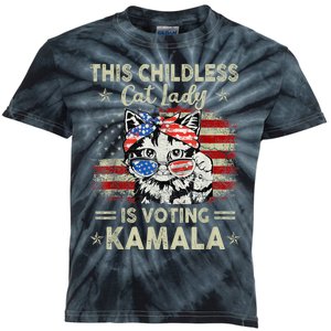 This Childless Cat Lady Is Voting Kamala Harris 2024 Kids Tie-Dye T-Shirt