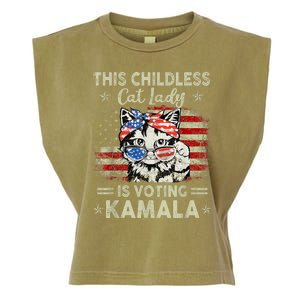 This Childless Cat Lady Is Voting Kamala Harris 2024 Garment-Dyed Women's Muscle Tee