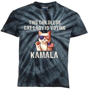 This Childless Cat Lady Is Voting Kamala Harris 2024 Kids Tie-Dye T-Shirt