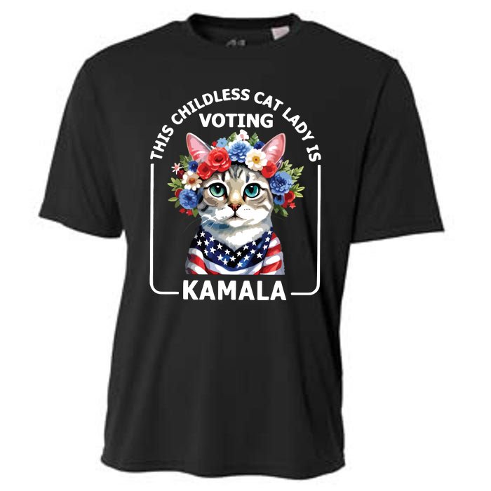 This Childless Cat Lady Ladies Is Voting Kamala Election 24 Cooling Performance Crew T-Shirt