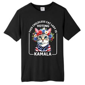 This Childless Cat Lady Ladies Is Voting Kamala Election 24 Tall Fusion ChromaSoft Performance T-Shirt