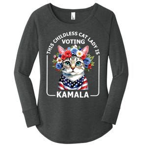 This Childless Cat Lady Ladies Is Voting Kamala Election 24 Women's Perfect Tri Tunic Long Sleeve Shirt