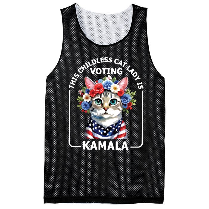 This Childless Cat Lady Ladies Is Voting Kamala Election 24 Mesh Reversible Basketball Jersey Tank