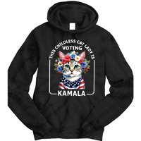 This Childless Cat Lady Ladies Is Voting Kamala Election 24 Tie Dye Hoodie