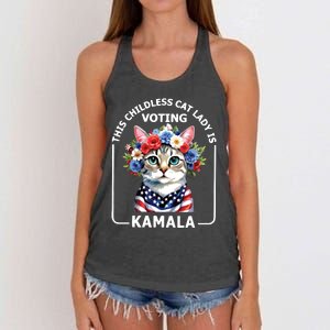 This Childless Cat Lady Ladies Is Voting Kamala Election 24 Women's Knotted Racerback Tank