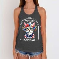 This Childless Cat Lady Ladies Is Voting Kamala Election 24 Women's Knotted Racerback Tank