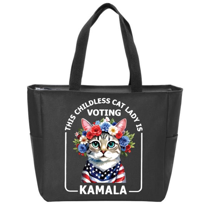 This Childless Cat Lady Ladies Is Voting Kamala Election 24 Zip Tote Bag