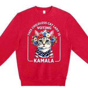 This Childless Cat Lady Ladies Is Voting Kamala Election 24 Premium Crewneck Sweatshirt