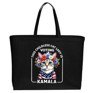 This Childless Cat Lady Ladies Is Voting Kamala Election 24 Cotton Canvas Jumbo Tote