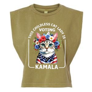 This Childless Cat Lady Ladies Is Voting Kamala Election 24 Garment-Dyed Women's Muscle Tee