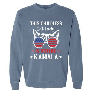 This Childless Cat Lady Is Voting Kamalaharris 2024 Garment-Dyed Sweatshirt