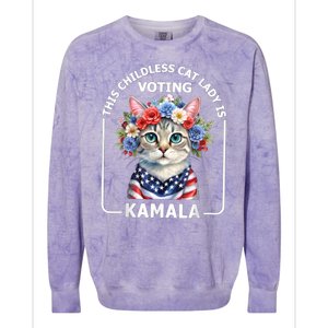 This Childless Cat Lady Ladies Is Voting Kamala Election 24 Colorblast Crewneck Sweatshirt