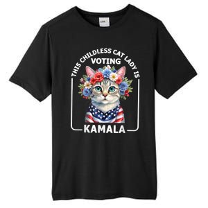 This Childless Cat Lady Ladies Is Voting Kamala Election 24 Tall Fusion ChromaSoft Performance T-Shirt