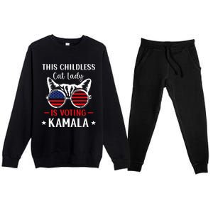 This Childless Cat Lady Is Voting Kamala Harris 2024 Premium Crewneck Sweatsuit Set