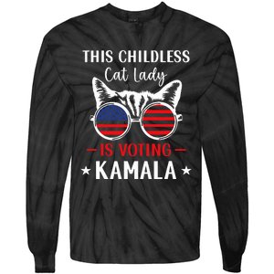 This Childless Cat Lady Is Voting Kamala Harris 2024 Tie-Dye Long Sleeve Shirt