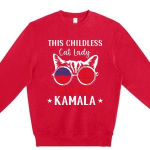 This Childless Cat Lady Is Voting Kamala Harris 2024 Premium Crewneck Sweatshirt