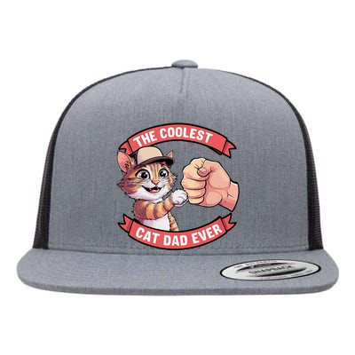 The Coolest Cat Dad Ever FatherS Day Flat Bill Trucker Hat