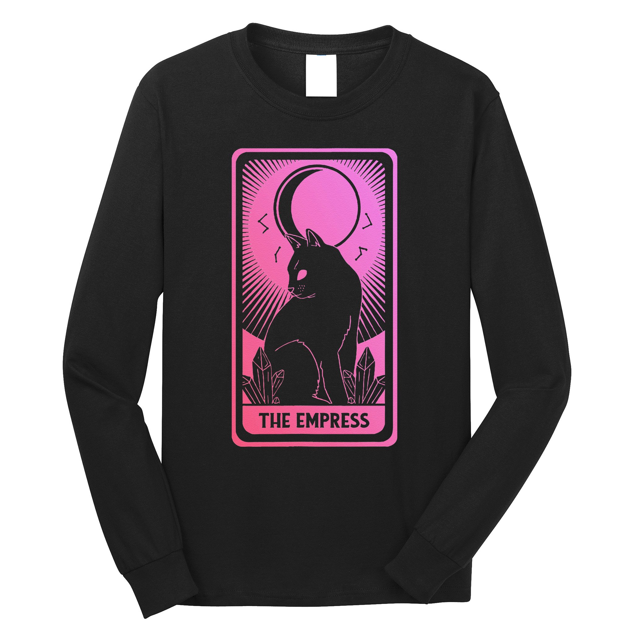 Tarot Card Cat Women Mystical Moon Occult The Empress Long Sleeve Shirt