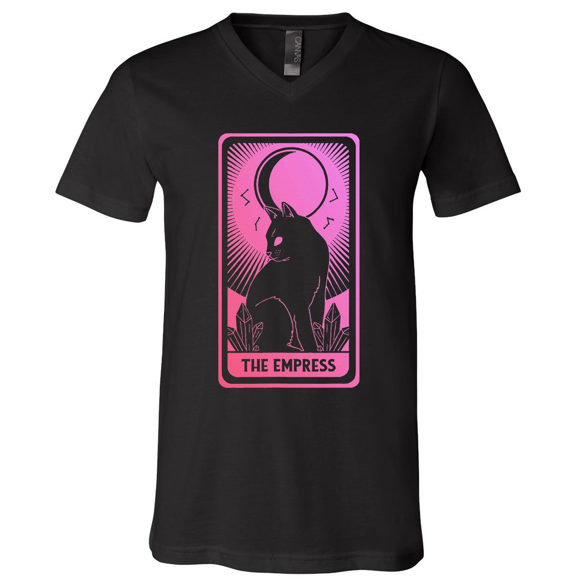 Tarot Card Cat Women Mystical Moon Occult The Empress V-Neck T-Shirt