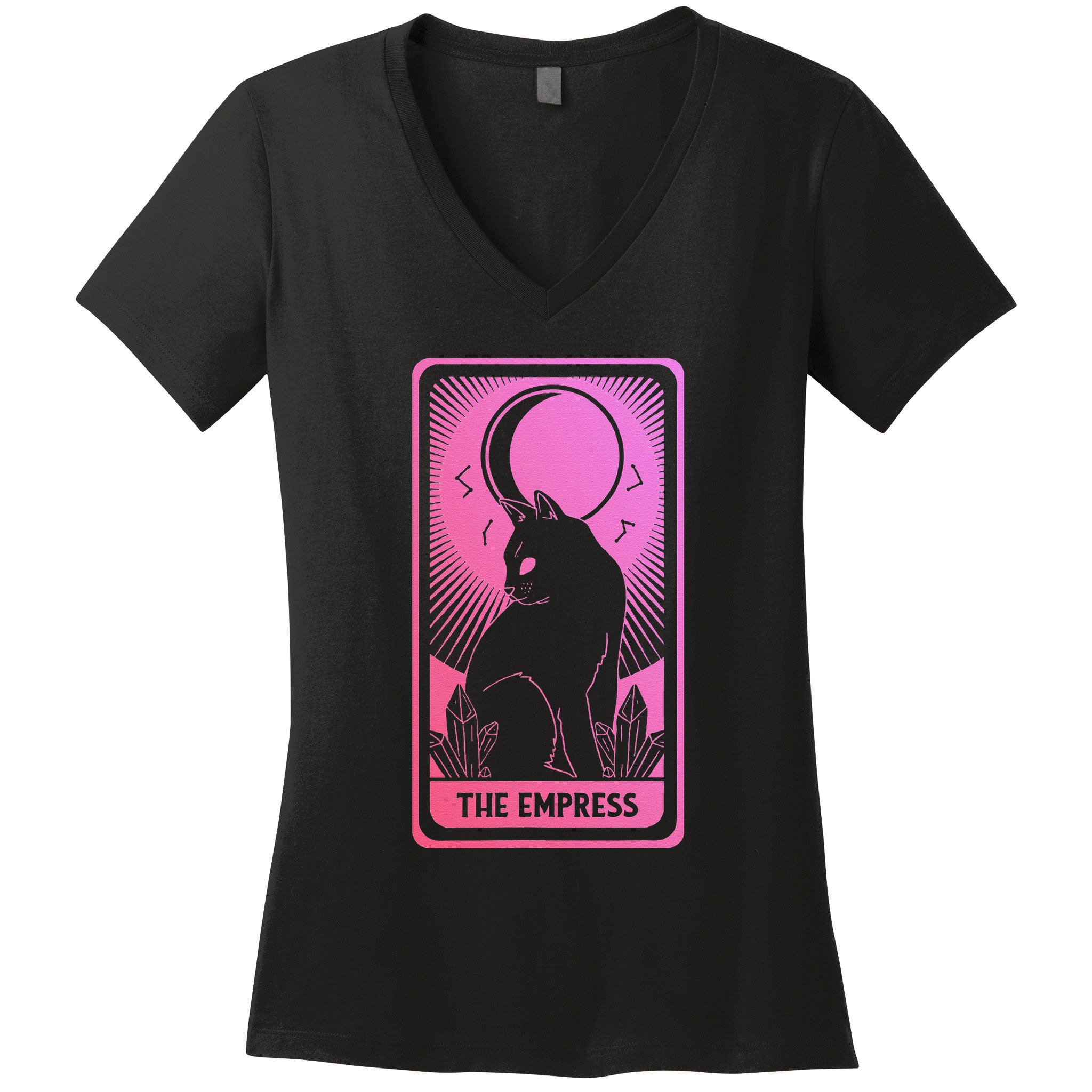 Tarot Card Cat Women Mystical Moon Occult The Empress Women's V-Neck T-Shirt