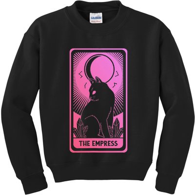 Tarot Card Cat Women Mystical Moon Occult The Empress Kids Sweatshirt