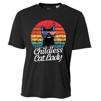 This Childless Cat Lady Is Voting Kamalaharris 2024 Retro Cooling Performance Crew T-Shirt