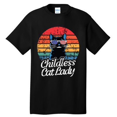 This Childless Cat Lady Is Voting Kamalaharris 2024 Retro Tall T-Shirt