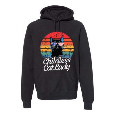 This Childless Cat Lady Is Voting Kamalaharris 2024 Retro Premium Hoodie