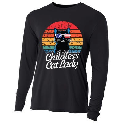 This Childless Cat Lady Is Voting Kamalaharris 2024 Retro Cooling Performance Long Sleeve Crew