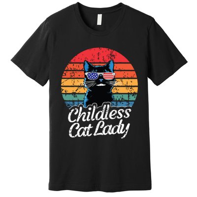 This Childless Cat Lady Is Voting Kamalaharris 2024 Retro Premium T-Shirt