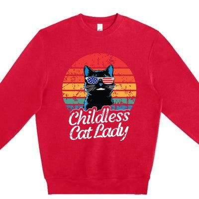 This Childless Cat Lady Is Voting Kamalaharris 2024 Retro Premium Crewneck Sweatshirt