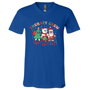 Therapy Crew Christmas Therapy Squad Speech Physical Xmas Meaningful Gift V-Neck T-Shirt