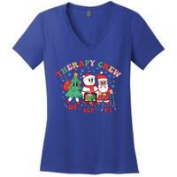 Therapy Crew Christmas Therapy Squad Speech Physical Xmas Meaningful Gift Women's V-Neck T-Shirt