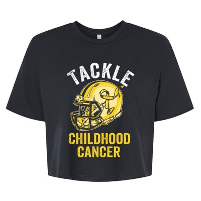 Tackle Childhood Cancer Awareness Football Gold Ribbon Bella+Canvas Jersey Crop Tee