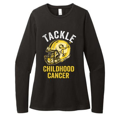 Tackle Childhood Cancer Awareness Football Gold Ribbon Womens CVC Long Sleeve Shirt