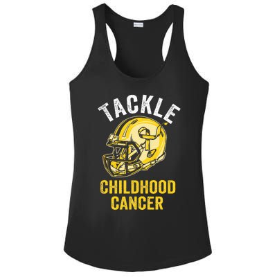 Tackle Childhood Cancer Awareness Football Gold Ribbon Ladies PosiCharge Competitor Racerback Tank