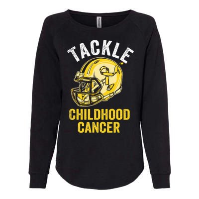 Tackle Childhood Cancer Awareness Football Gold Ribbon Womens California Wash Sweatshirt