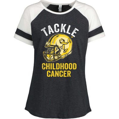 Tackle Childhood Cancer Awareness Football Gold Ribbon Enza Ladies Jersey Colorblock Tee