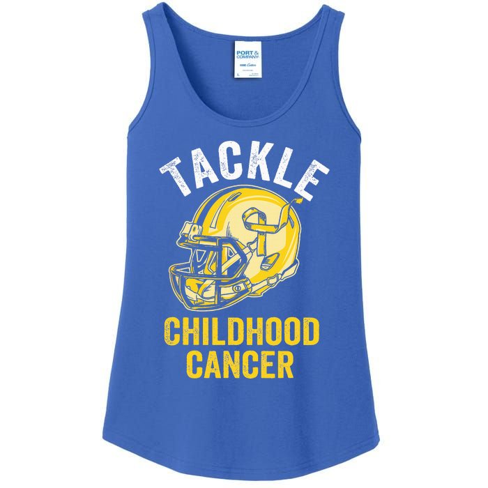 Tackle Childhood Cancer Awareness Football Gold Ribbon Ladies Essential Tank