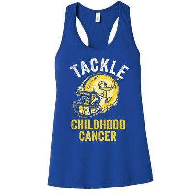 Tackle Childhood Cancer Awareness Football Gold Ribbon Women's Racerback Tank