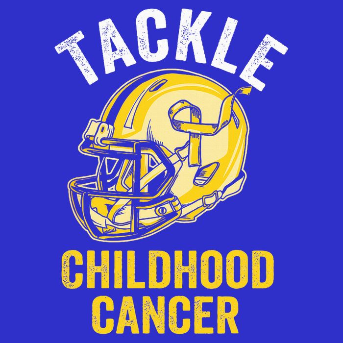 Tackle Childhood Cancer Awareness Football Gold Ribbon Womens T-Shirt
