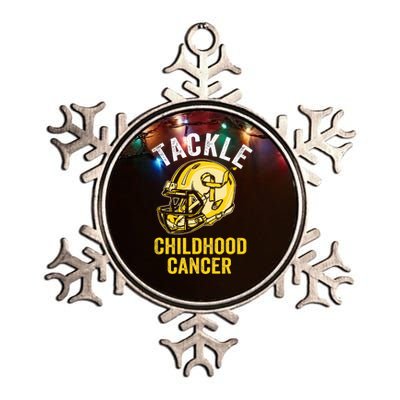 Tackle Childhood Cancer Awareness Football Gold Ribbon Metallic Star Ornament