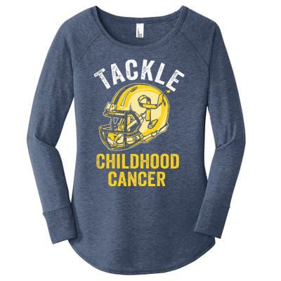 Tackle Childhood Cancer Awareness Football Gold Ribbon Women's Perfect Tri Tunic Long Sleeve Shirt